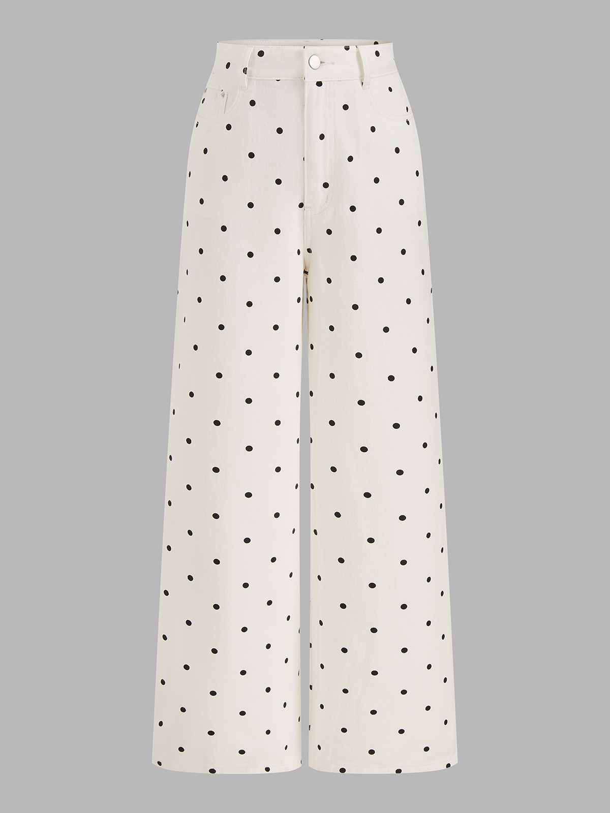Polka Dot Denim Wide Leg Jeans