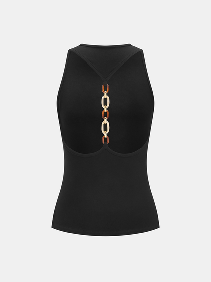 Chain Decor Backless Tank Top