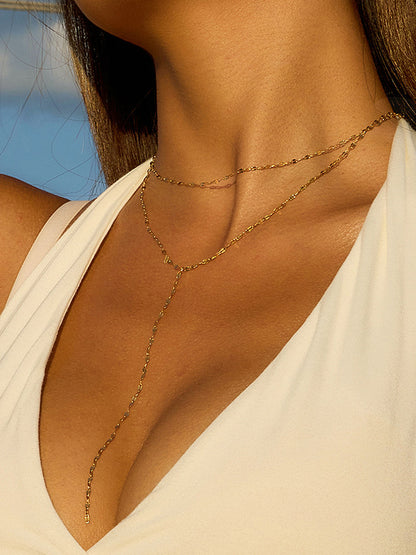 Double Layer Y-Drop Lariat Necklace