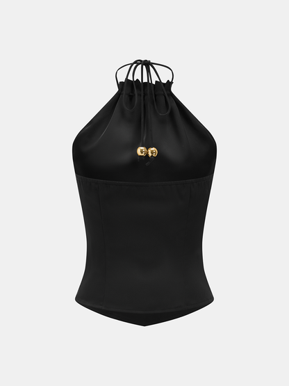 Metal Embellished Halter Tank Top