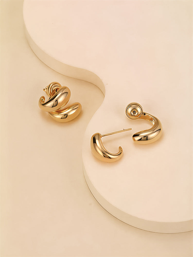 Minimalist Irregular Bean Stud Earrings