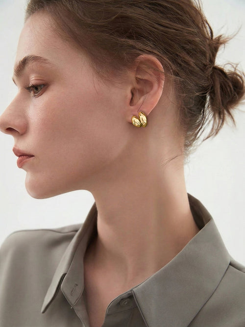 Minimalist Irregular Bean Stud Earrings