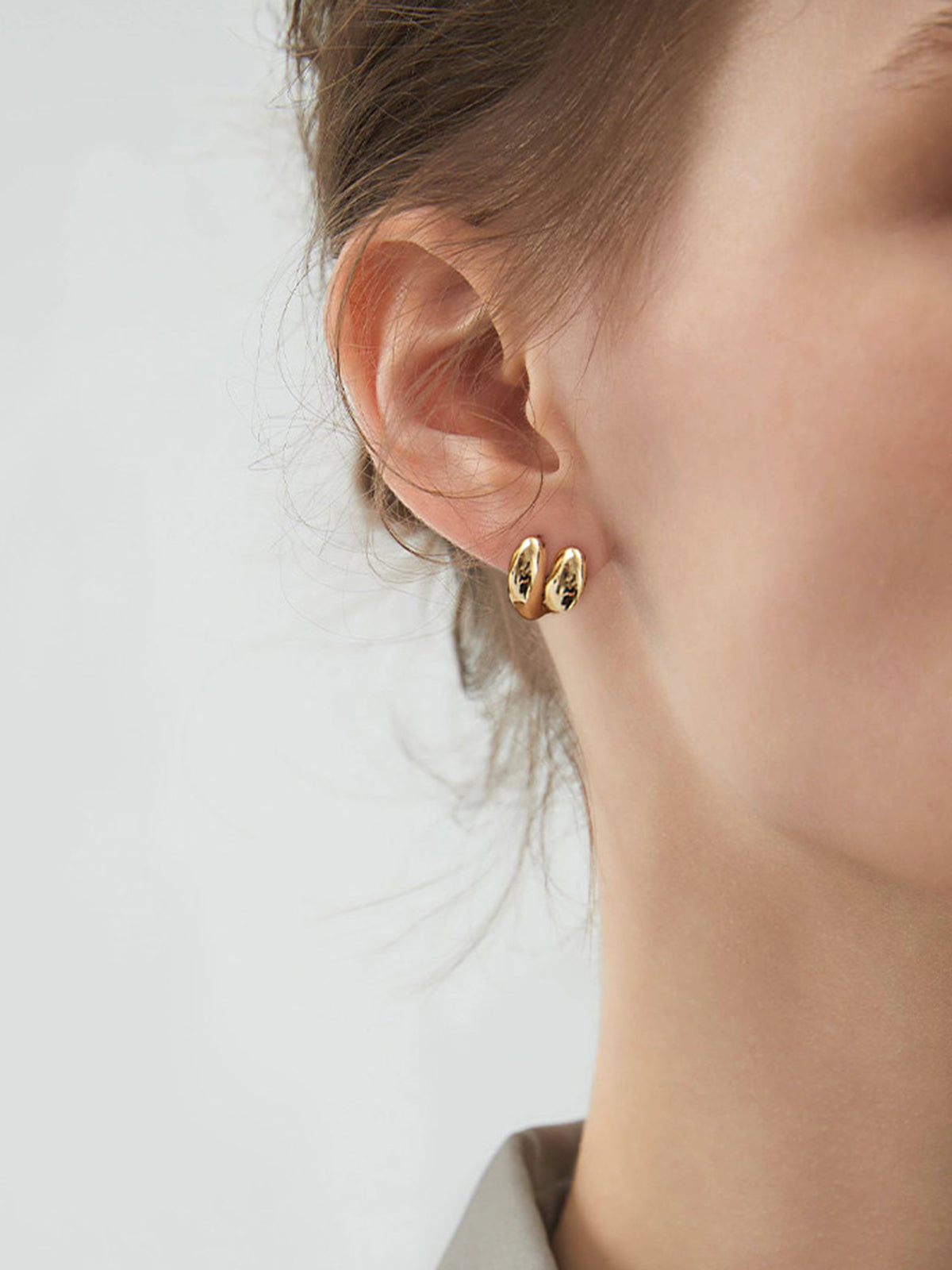 Minimalist Irregular Bean Stud Earrings