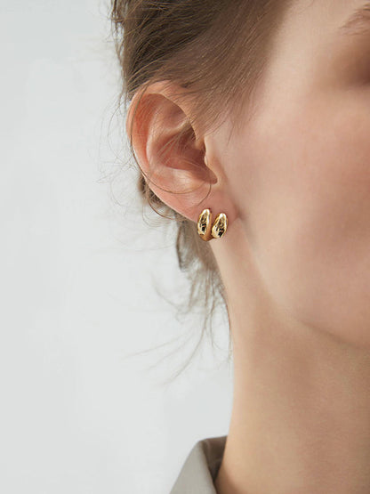 Minimalist Irregular Bean Stud Earrings