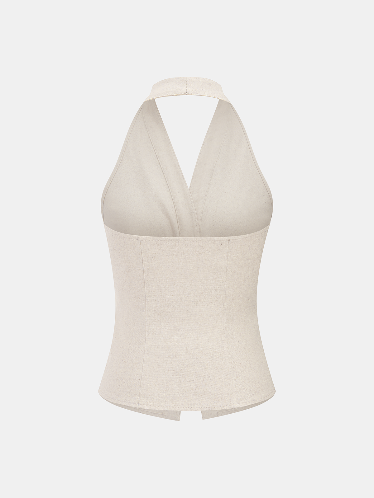 Linen Blend Halter Ruched Top & Pants Set