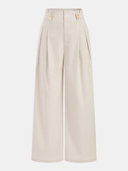 Linen Blend Halter Ruched Top & Pants Set