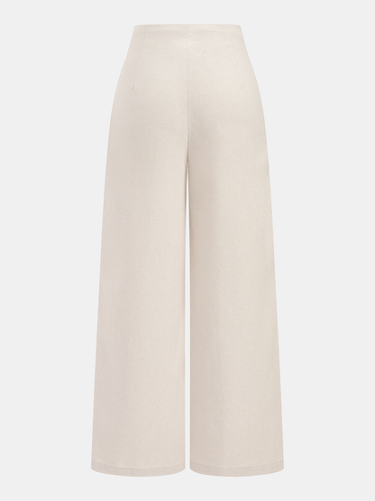 Linen Blend Halter Ruched Top & Pants Set