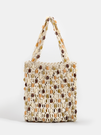 Handwoven Beaded Shoulder Tote Handbag