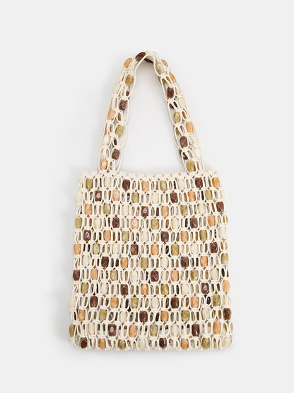 Handwoven Beaded Shoulder Tote Handbag