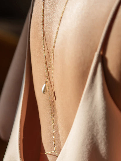 Teardrop Pearl Back Necklace