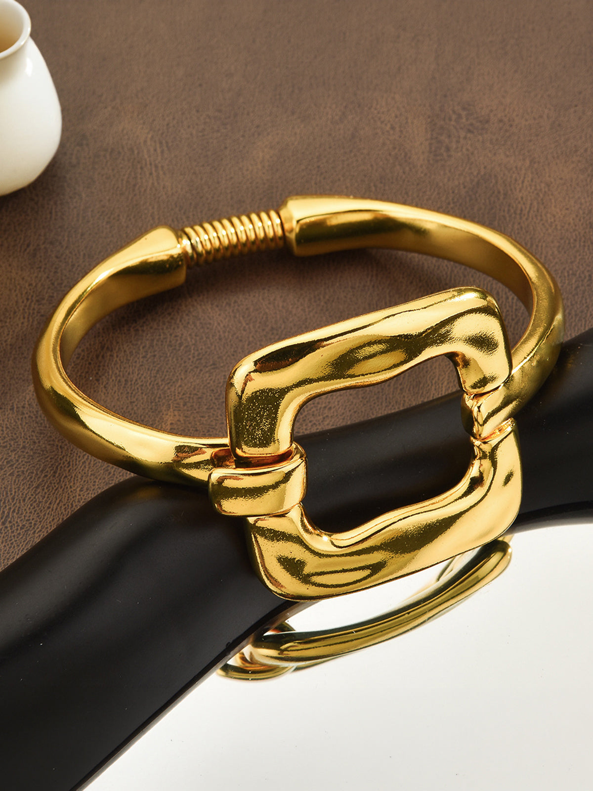 Hollow Square Spring Hinged Bangle Bracelet