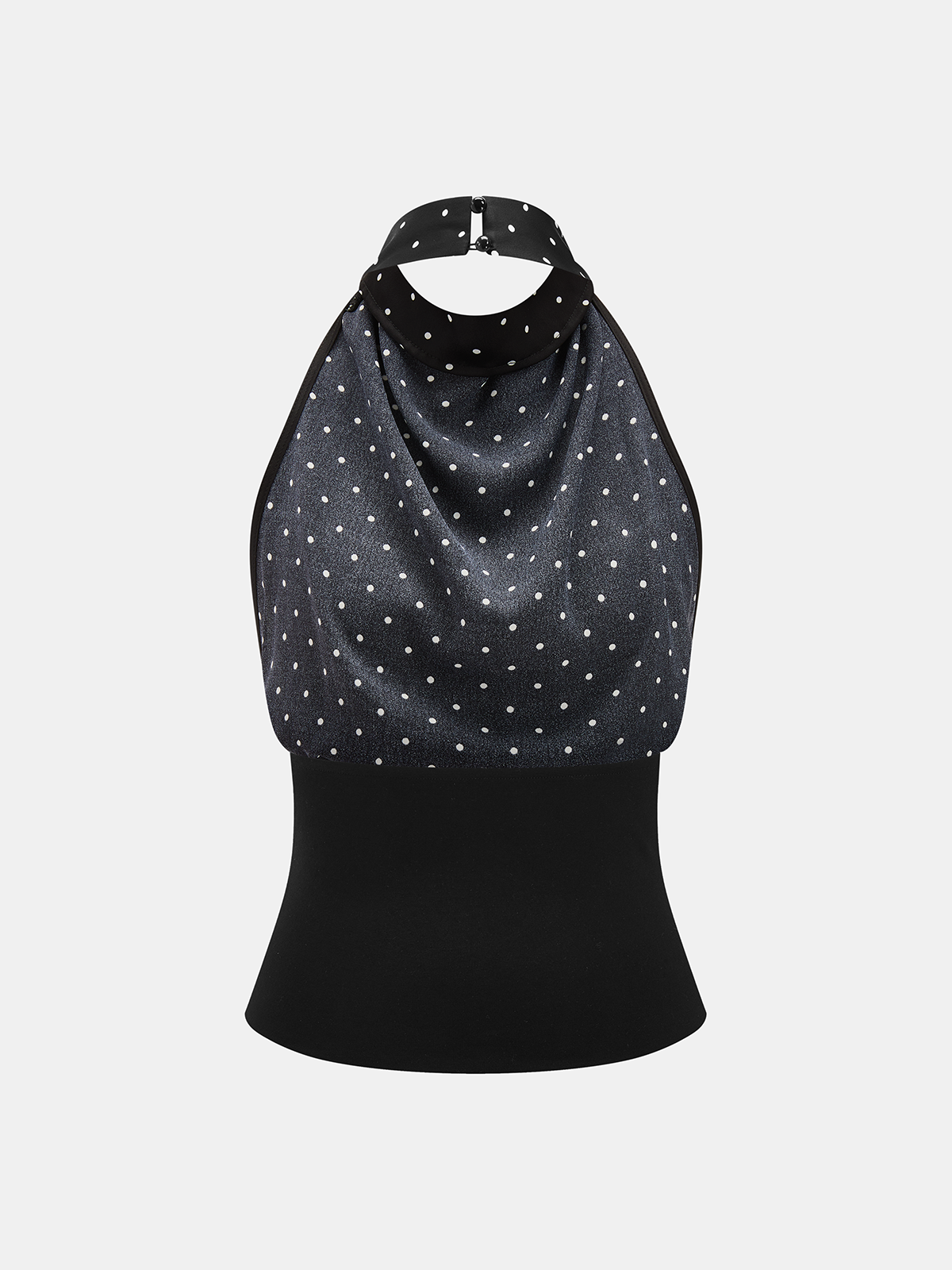 Polka Dot Cowl Neck Halter Tank Top