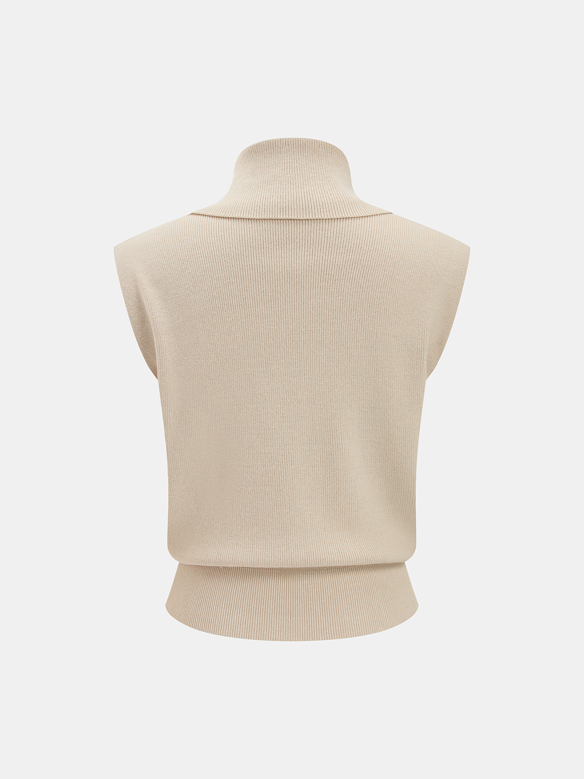Cowl Neck Sleeveless Ribbed Knit Vest