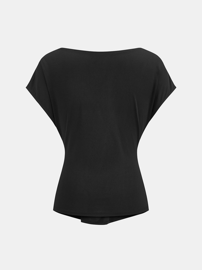 Cowl Neck Fitted Buttoned Blouse