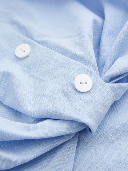 Cotton Linen Shirt & Wide Leg Pants Set