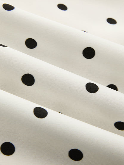 Polka Dot Lace Trim Asymmetric Midi Skirt