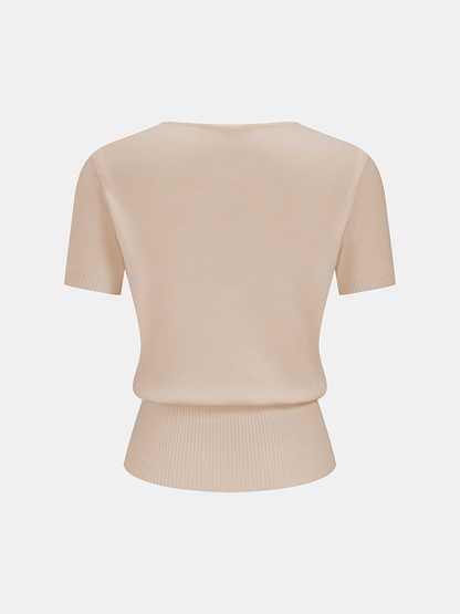 Horsebit Knit Short-Sleeve Top
