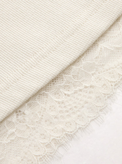 Ruched Asymmetric Lace Trim Tank Top
