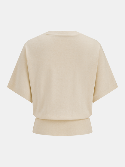 V-Neck Short Sleeve Metal Button Knit Cardigan