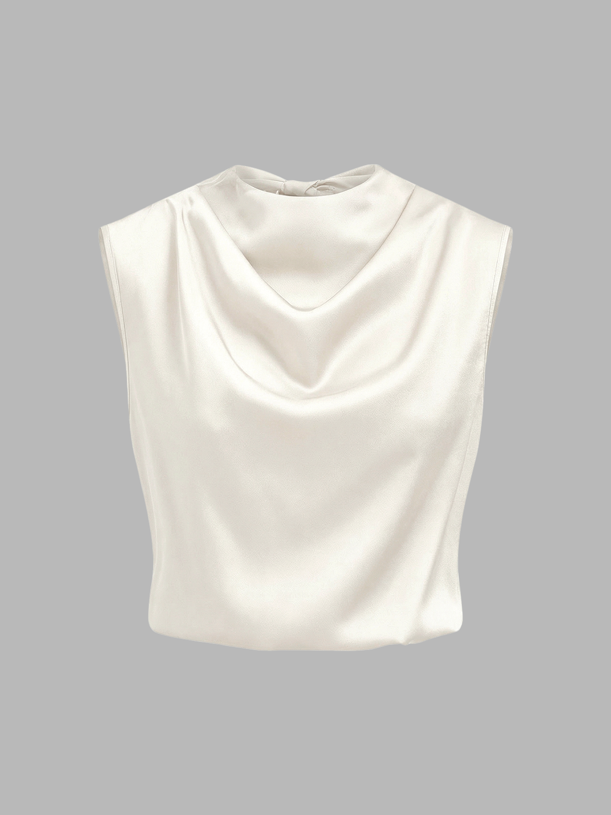 Satin Cowl-Neck Sleeveless Top