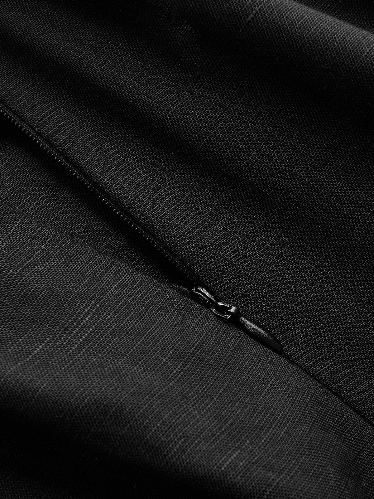Linen-Blend Strapless Tie-Waist Wide Leg Jumpsuit