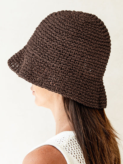 Hand-Crocheted Straw Bucket Hat