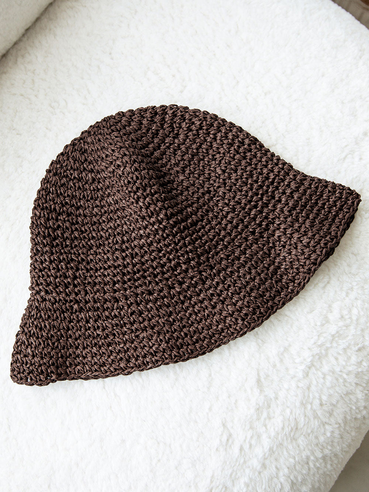 Hand-Crocheted Straw Bucket Hat