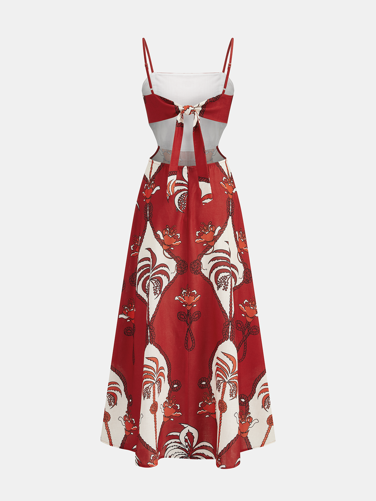 Tropical Print Cut-Out Cami Maxi Dress