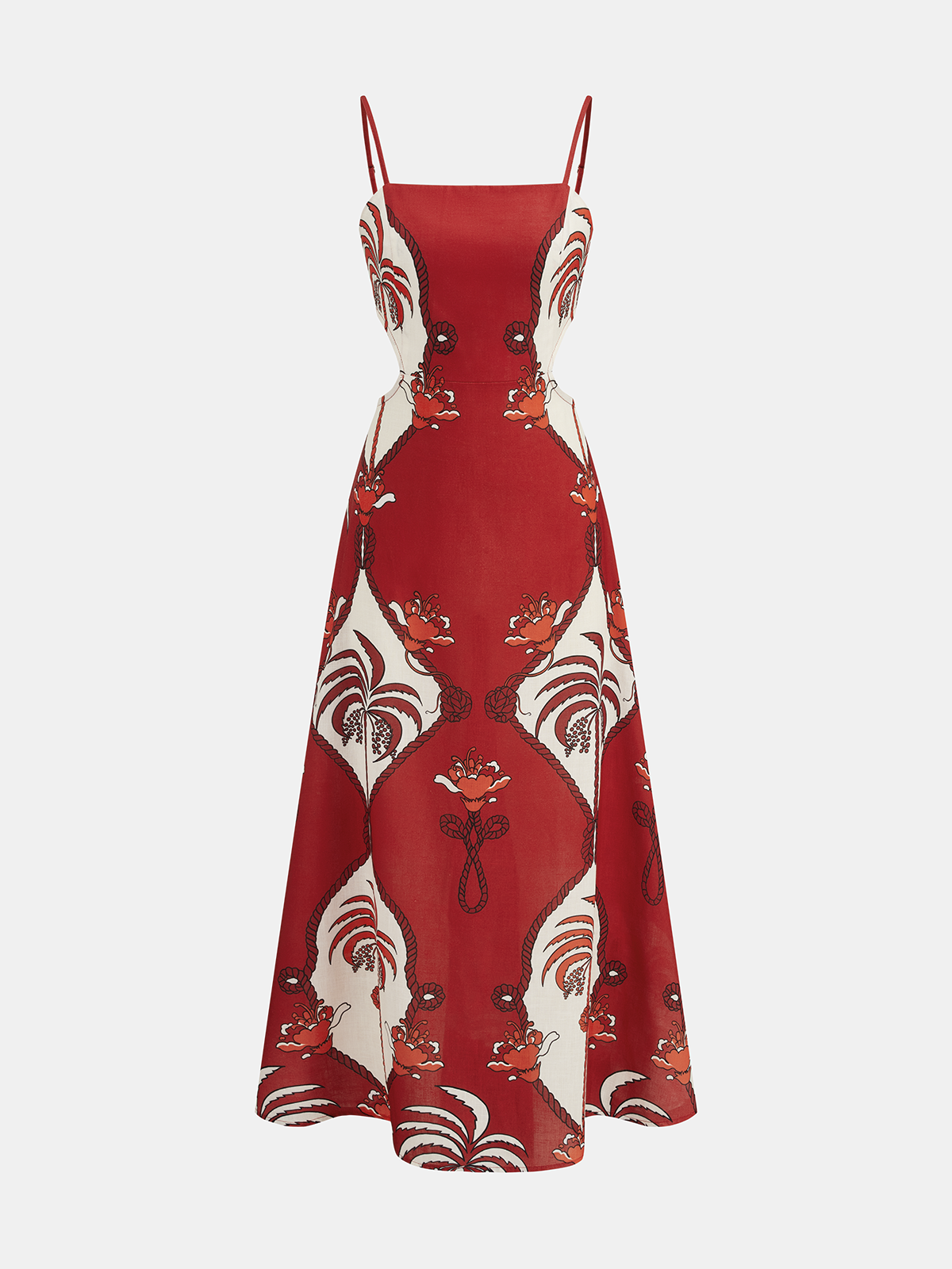 Tropical Print Cut-Out Cami Maxi Dress
