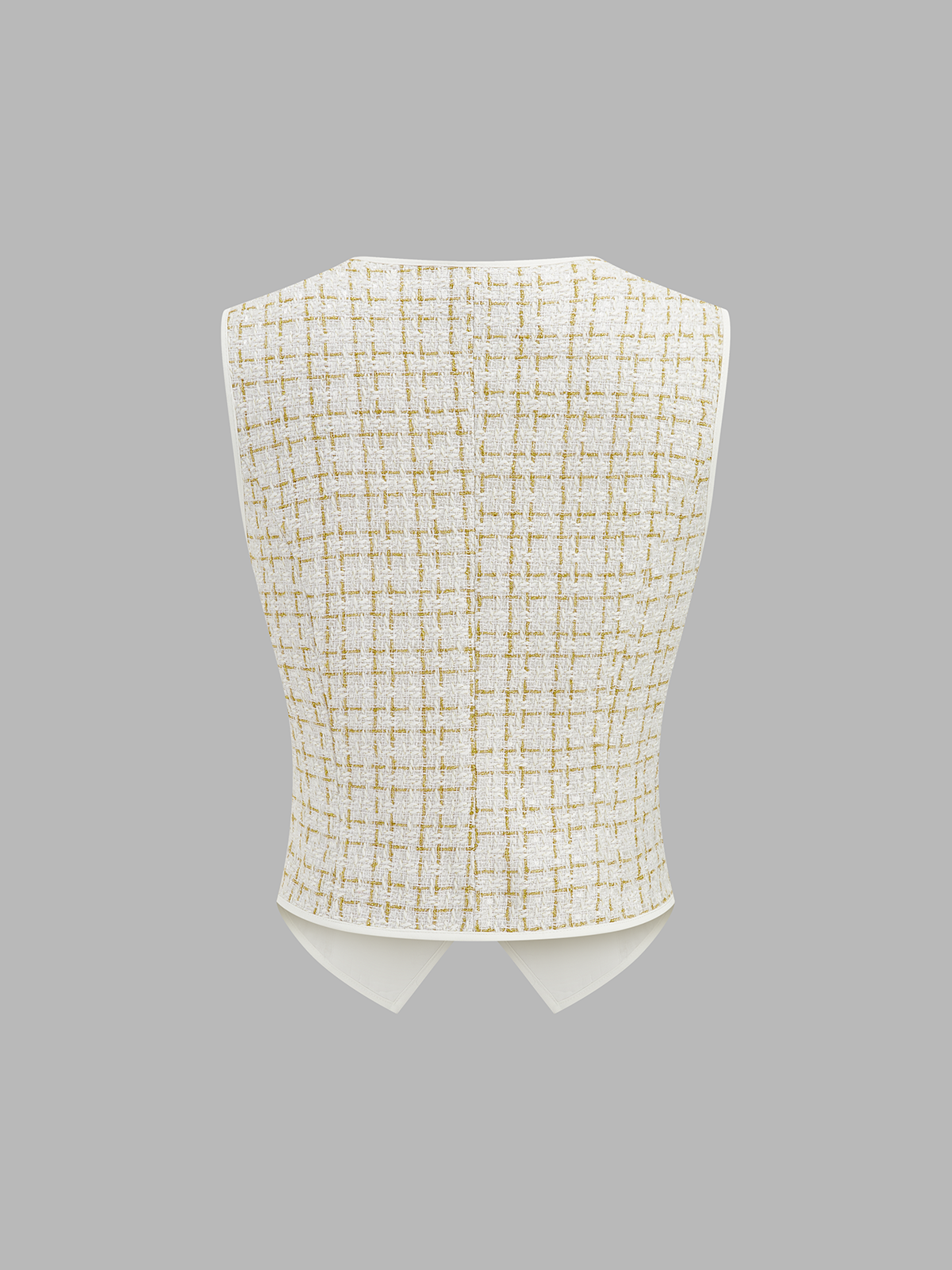 Checked Tweed Vest & Wide-Leg Pants Set