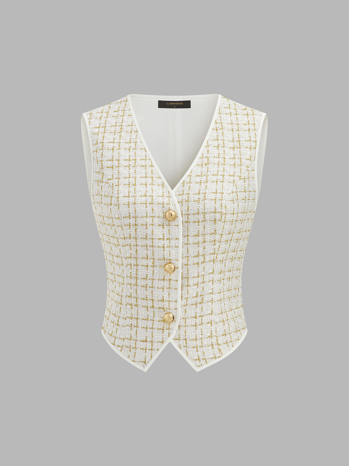 Checked Tweed Vest & Wide-Leg Pants Set