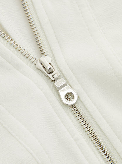 Epaulet Detail Half-Zip Short Sleeve Sweatshirt