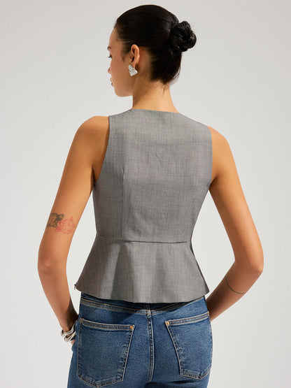 Houndstooth Sleeveless Knot-Front Top
