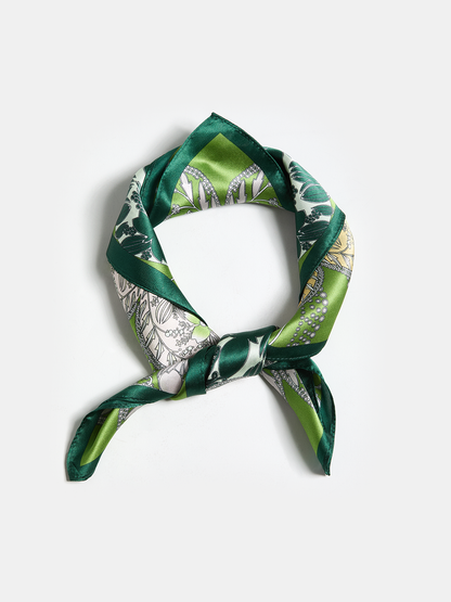 Botanical Print Square Silk Scarf