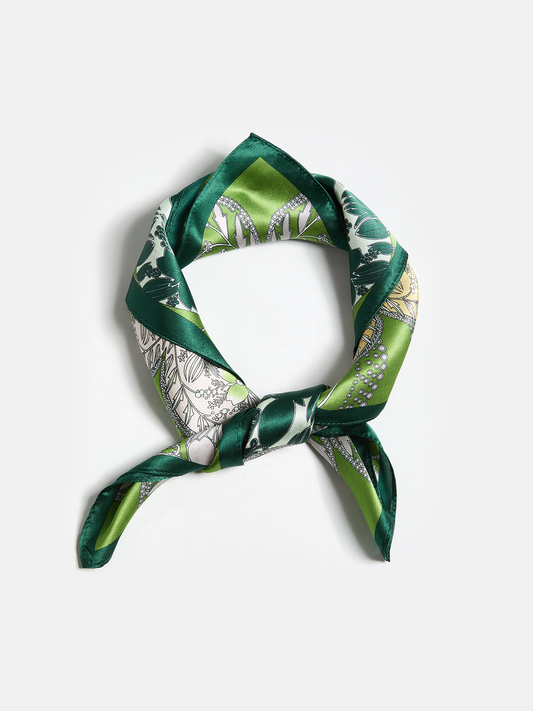 Botanical Print Square Silk Scarf