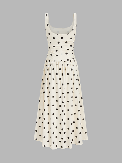 Polka Dot Ruched Cami Maxi Dress