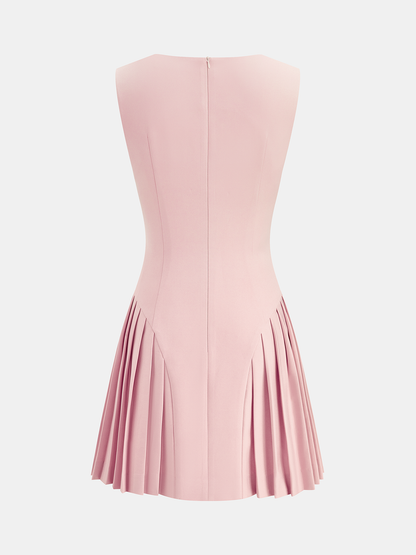 Sleeveless Pleated Mini Dress