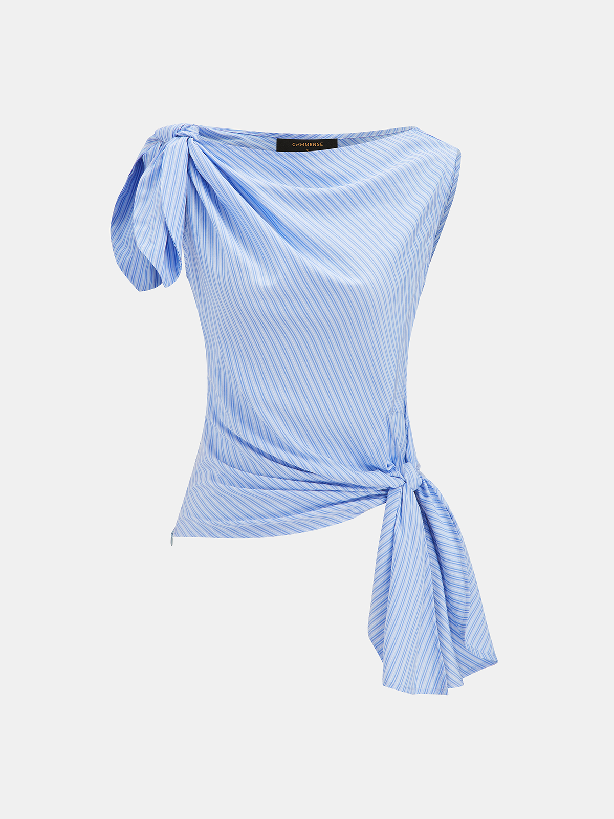 Striped Knot Detail Asymmetrical Tank Top