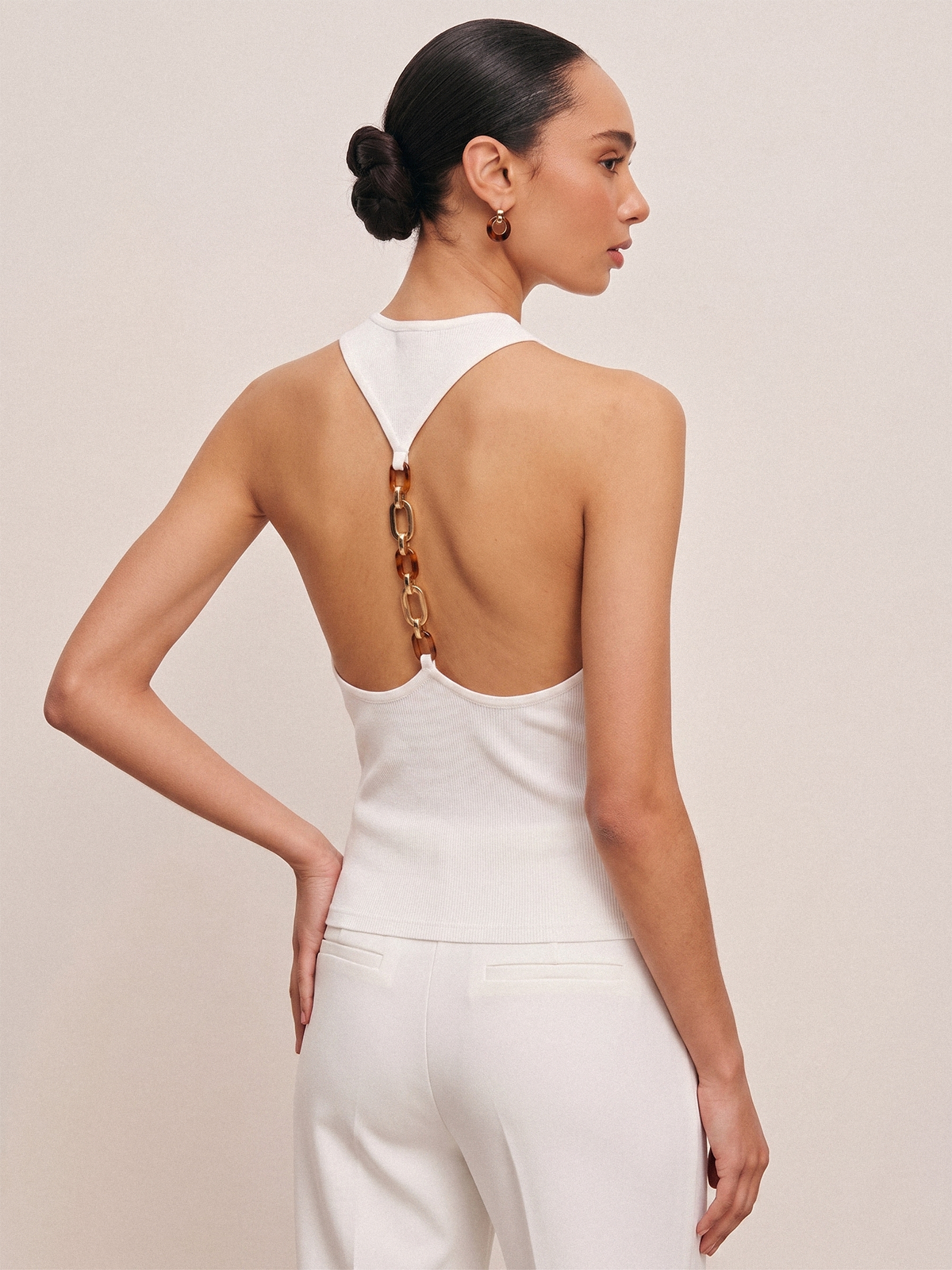 Chain Decor Backless Tank Top