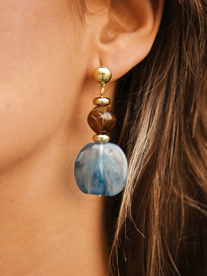 Vintage Resin Bead Drop Dangle Earrings