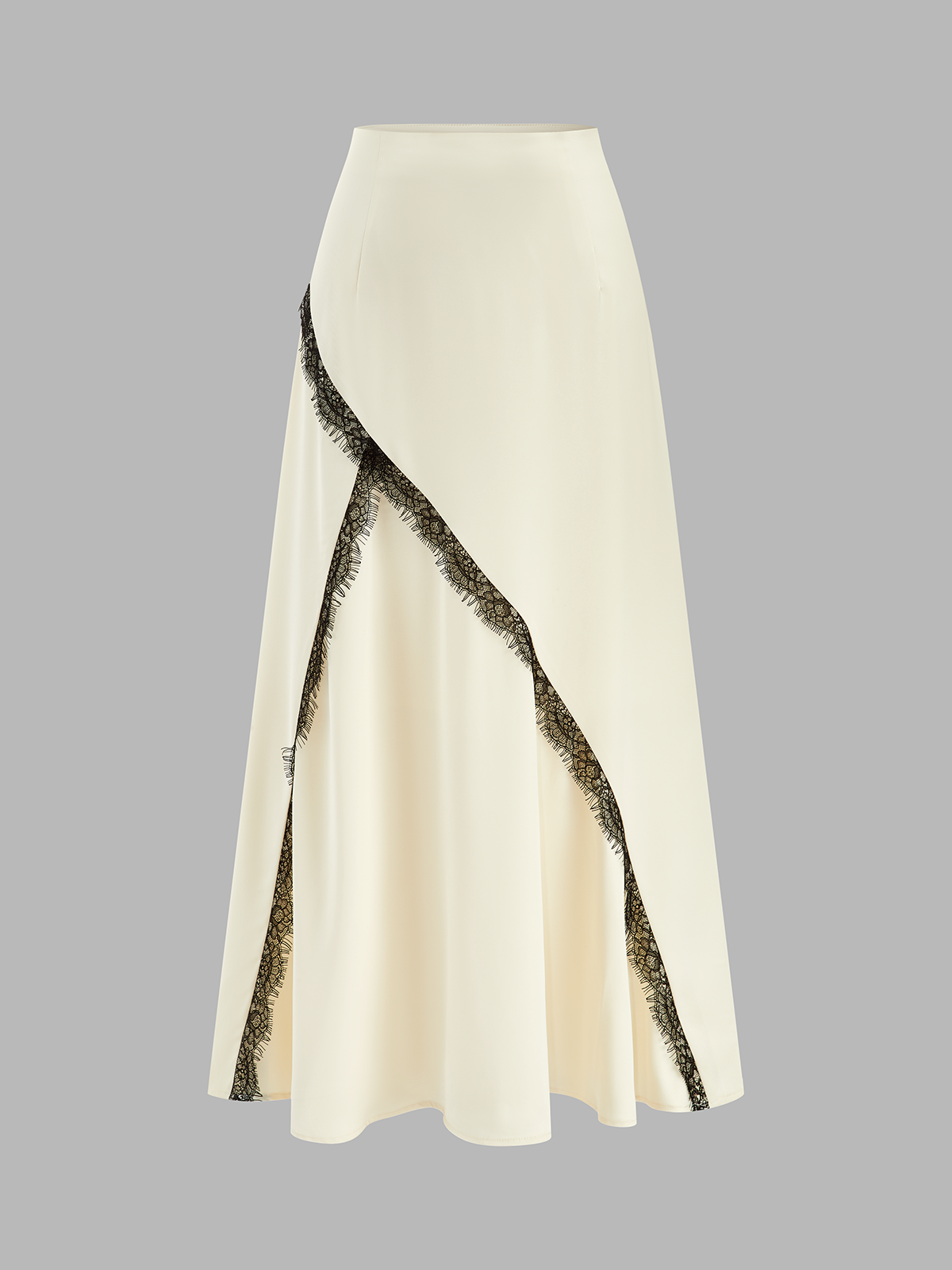 Lace Trim Satin Cowl Neck Top & Mermaid Skirt Set