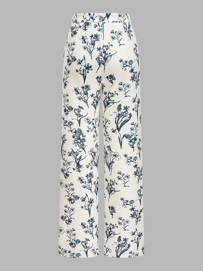 Floral Print Crop Cami Top & Wide Leg Pants Set