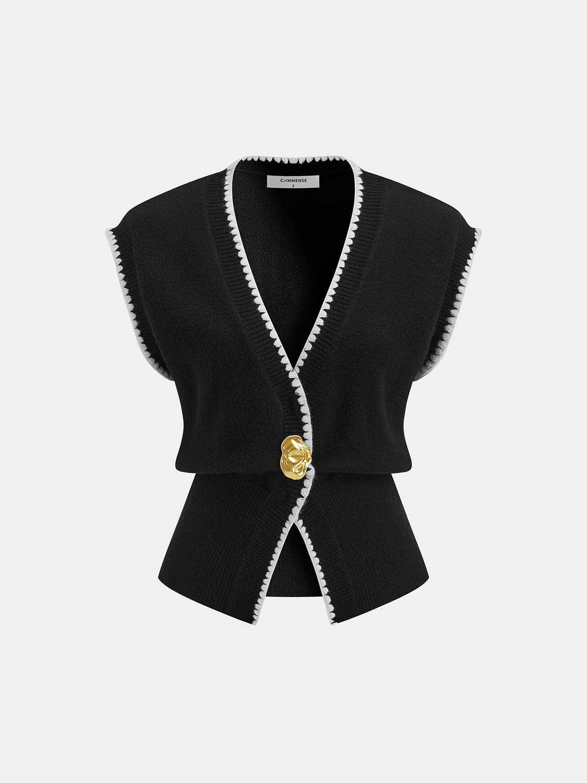 Contrast Trim Sleeveless Knit Vest