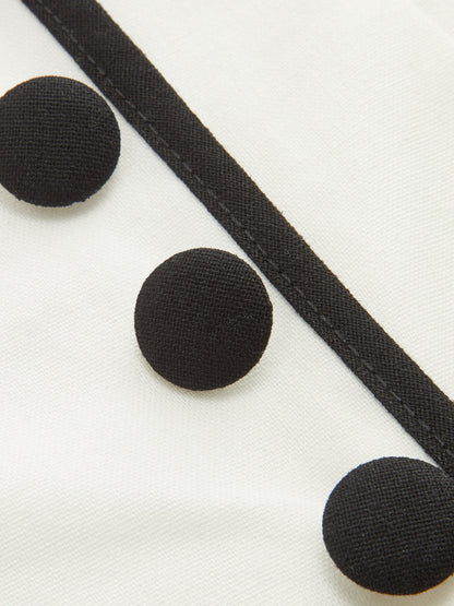 Linen Blend Contrast Trim Sleeveless Mini Dress