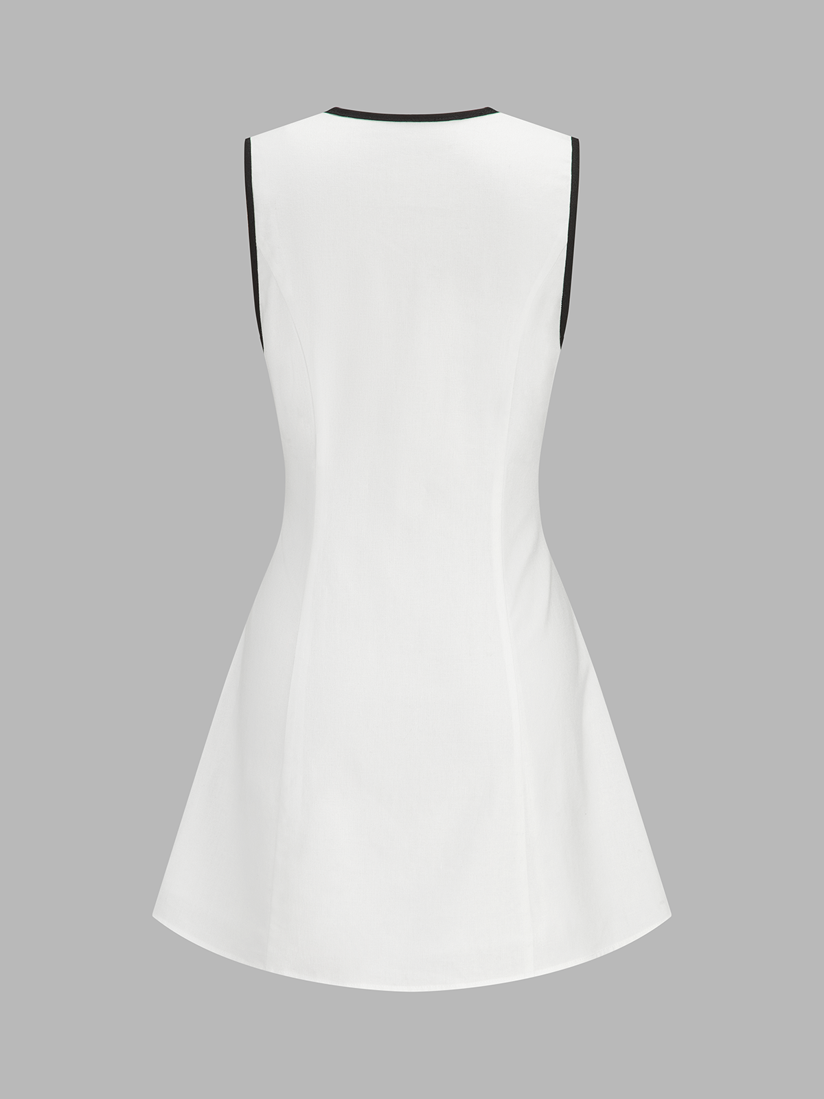 Linen Blend Contrast Trim Sleeveless Mini Dress