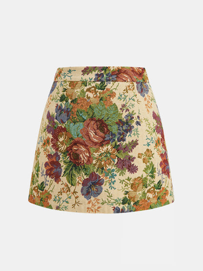 Floral Print Vest & Mini Skirt Set