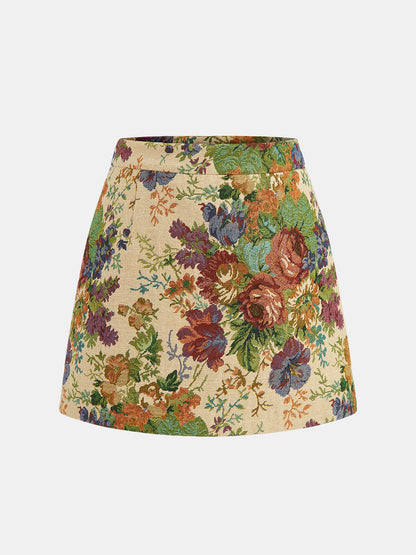 Floral Print Vest & Mini Skirt Set