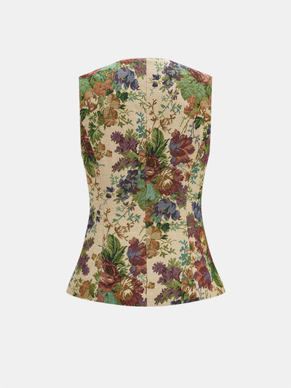 Floral Print Vest & Mini Skirt Set