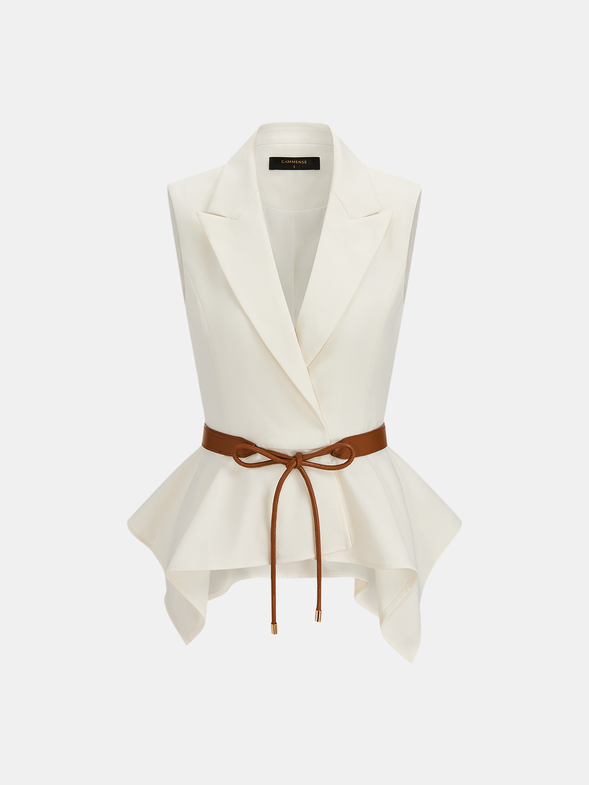 Belted Peplum Blazer Vest & Wide Leg Pants Set