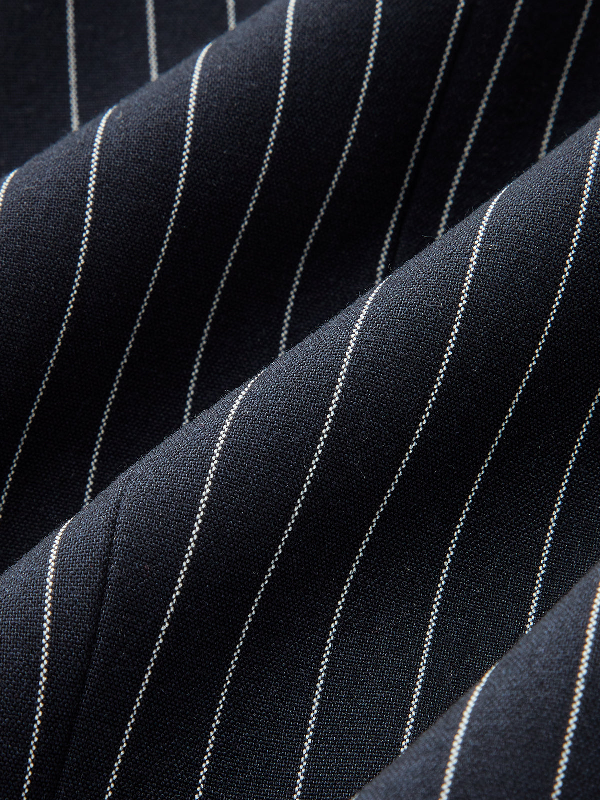 Pinstriped Button-Front Stand Collar Blouse